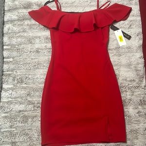 Women’s red off the shoulder dress